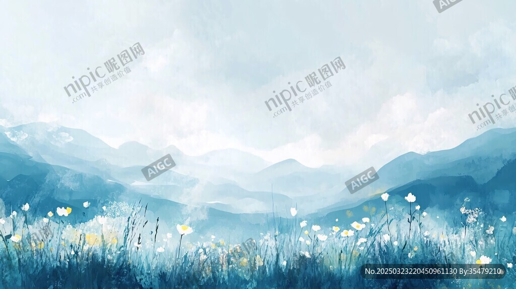 山谷中的霧蒙蒙的早晨