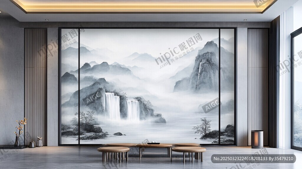 山水畫風景壁畫