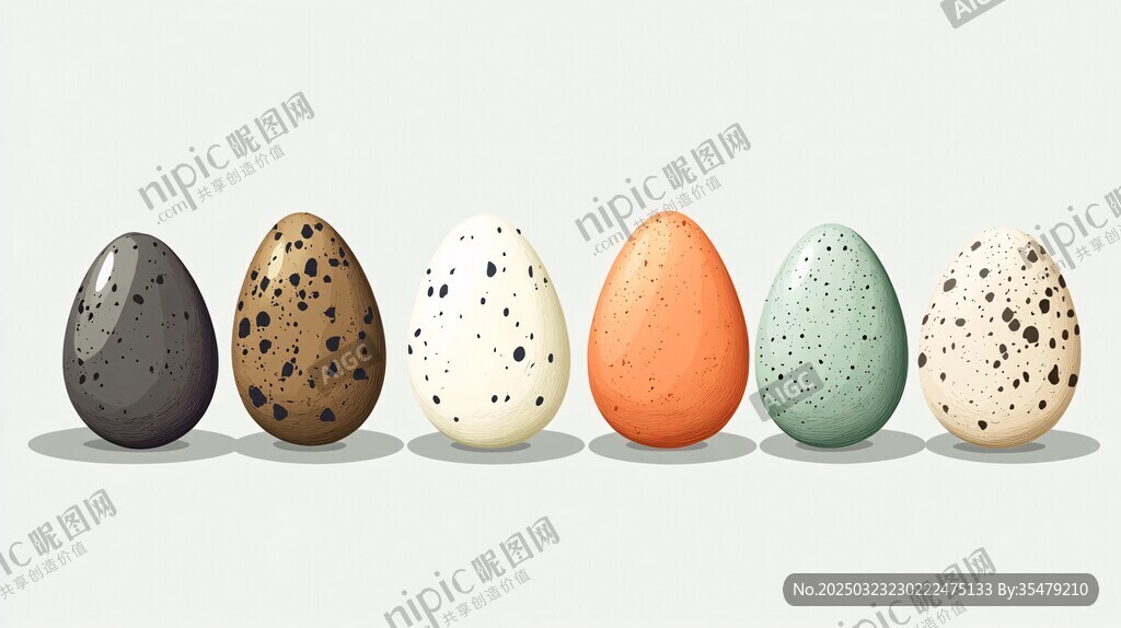 多彩蛋殼的鳥蛋插畫