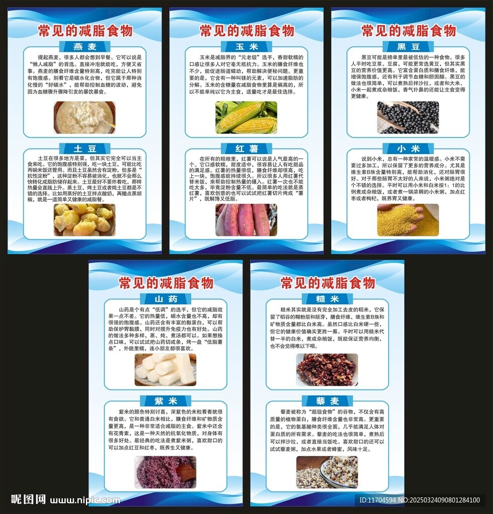 常見的十大減脂食物展板
