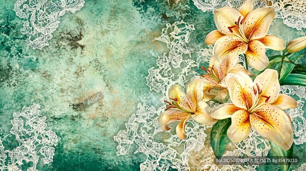 复古百合花纹背景 复古百合花纹背景