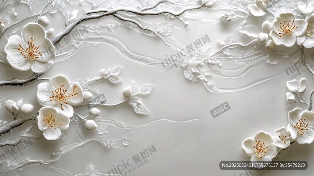 白梅圖案浮雕藝術(shù)