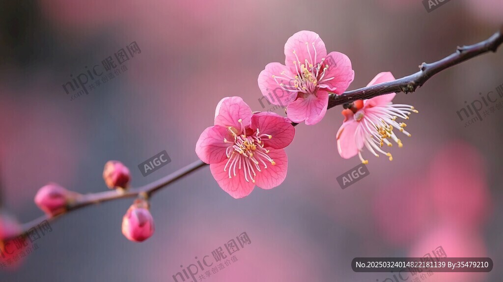 春暖花開 粉色梅艷