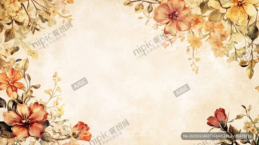 復(fù)古花卉背景