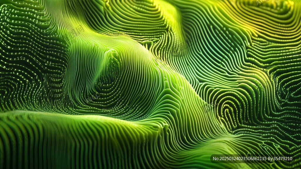 綠色波浪線抽象圖案