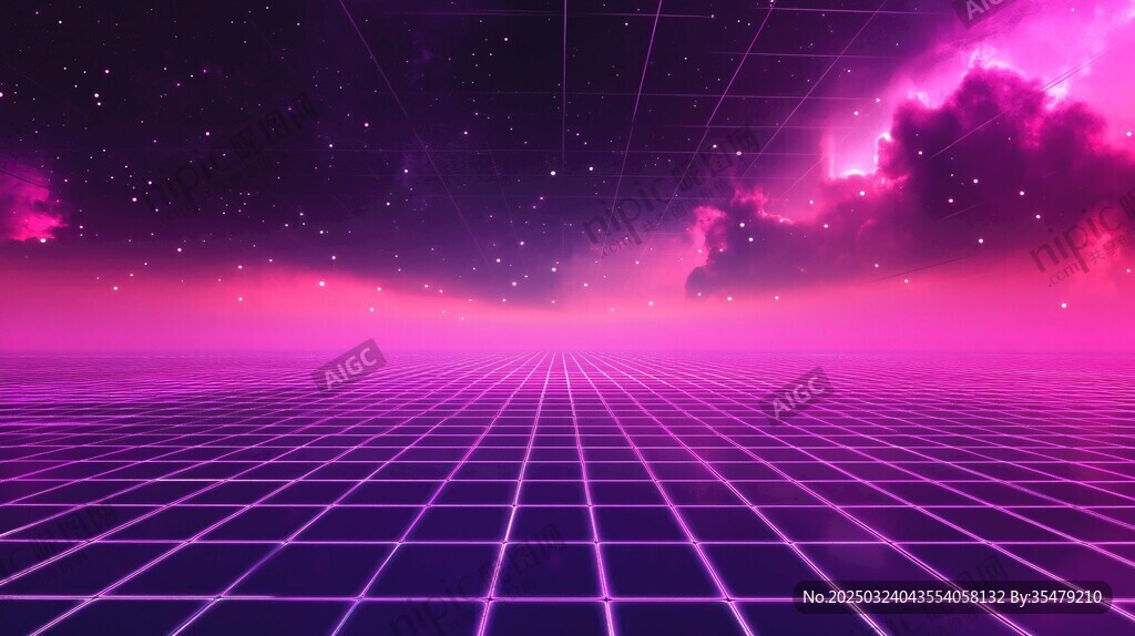 紫色星空網格地平線
