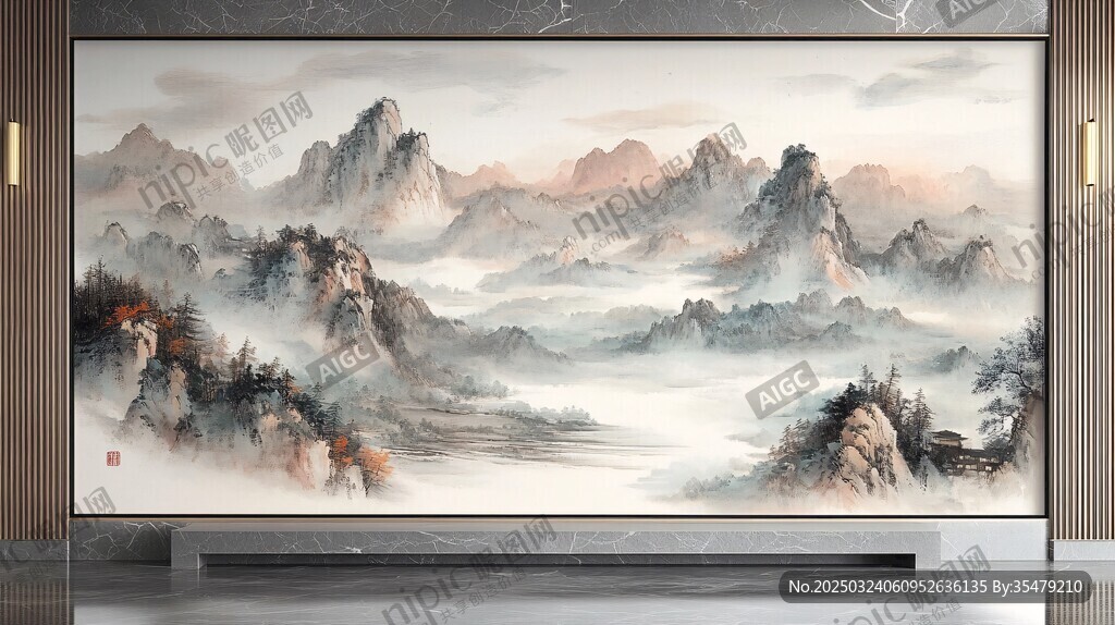 山水畫壁畫