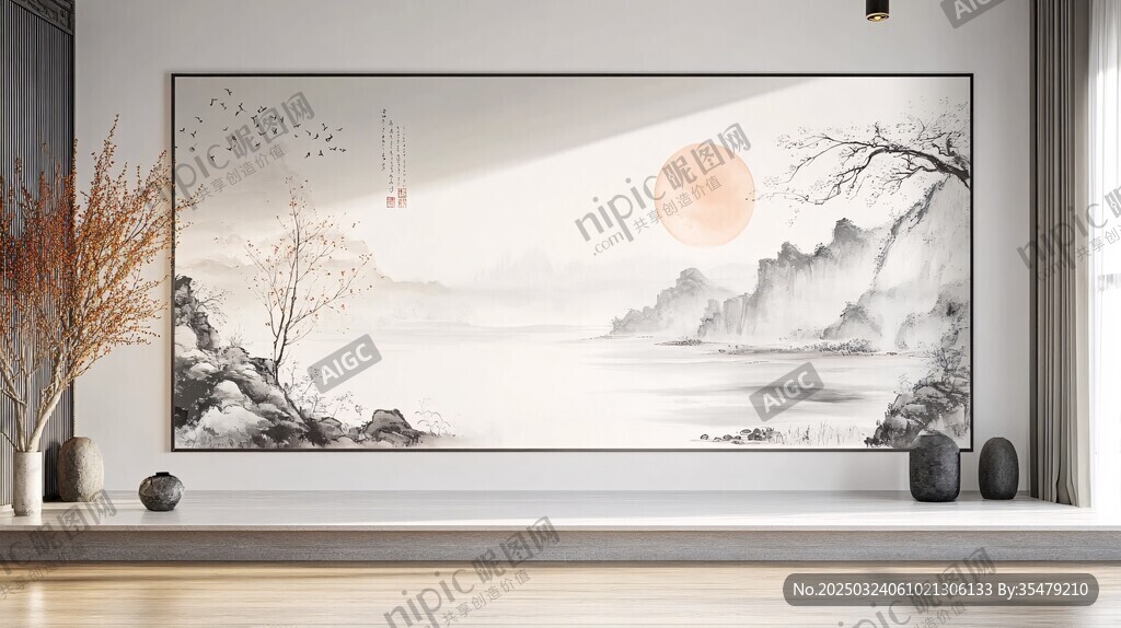 山水月景圖