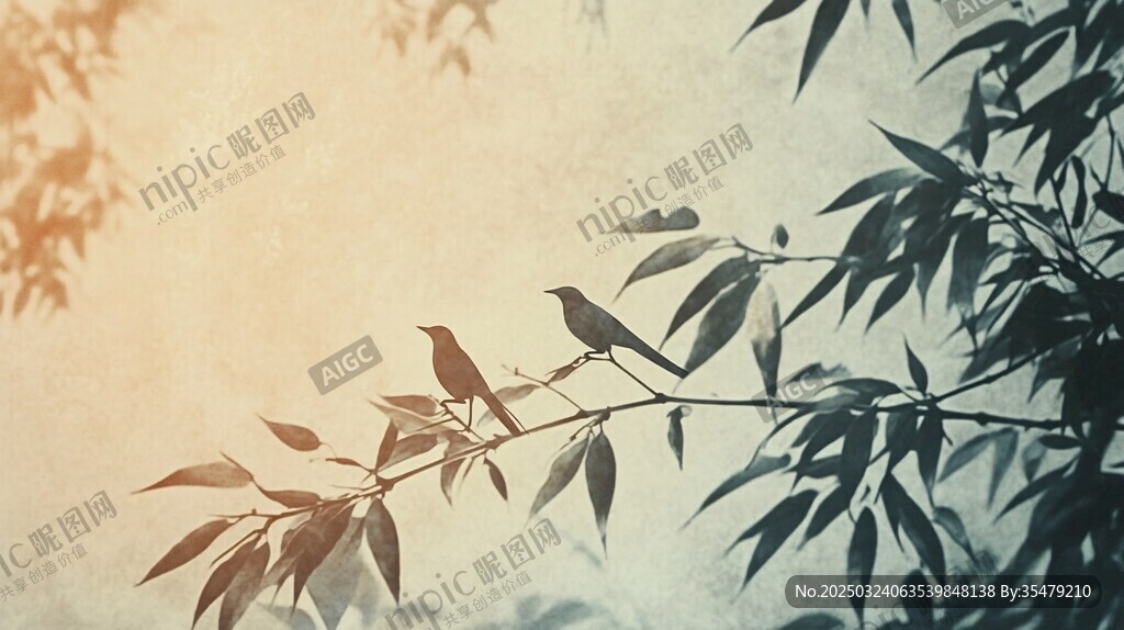 黎明時分的鳥兒棲息在枝頭