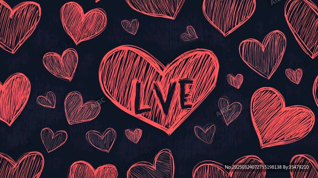 心形圖案與 LOVE 字樣