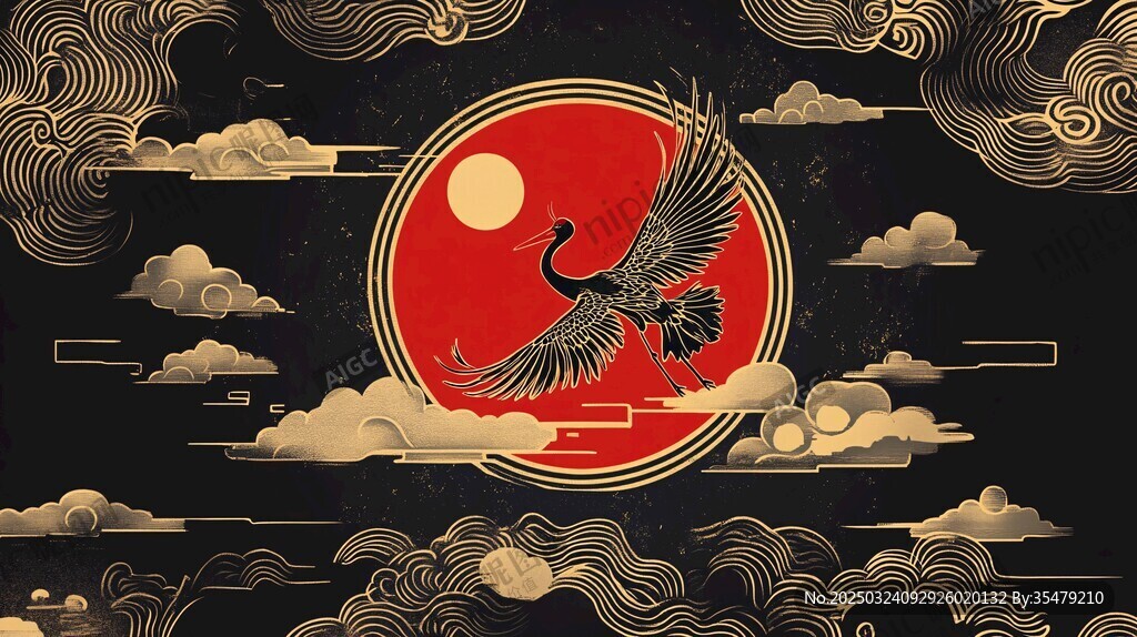 紅日仙鶴舞
