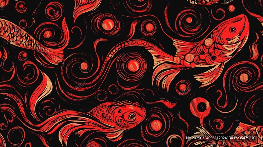 紅色金魚圖案