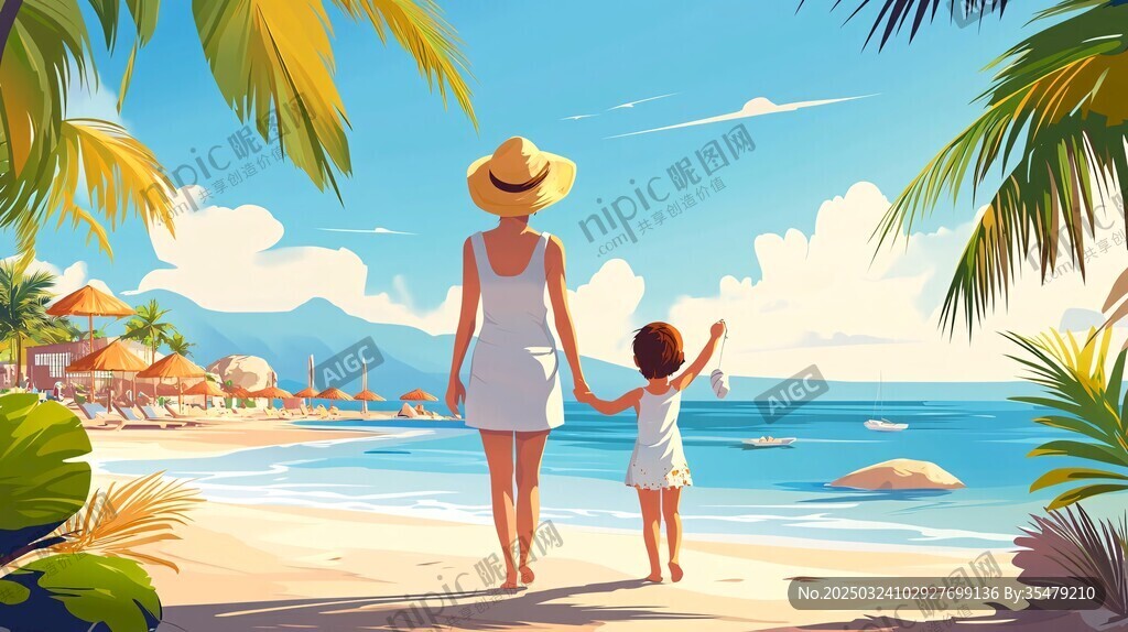 夏日海灘漫步