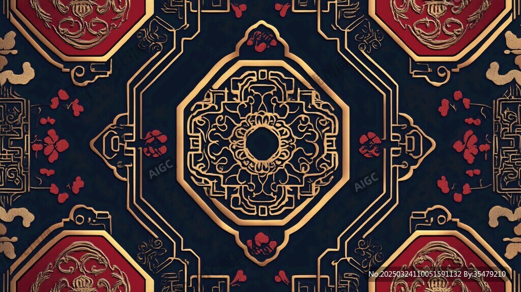 復(fù)古紅金裝飾圖案