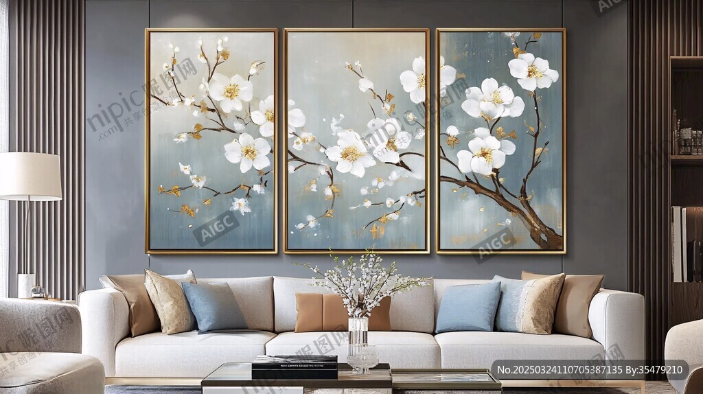 花卉油畫三聯(lián)畫