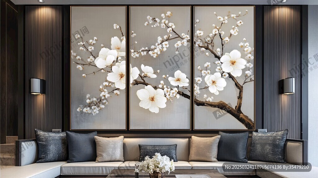 白花梅三聯(lián)畫
