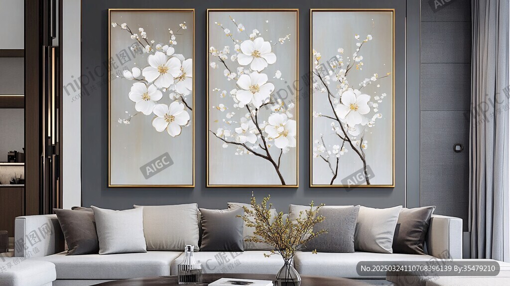 現(xiàn)代簡約風(fēng)格花卉油畫作品