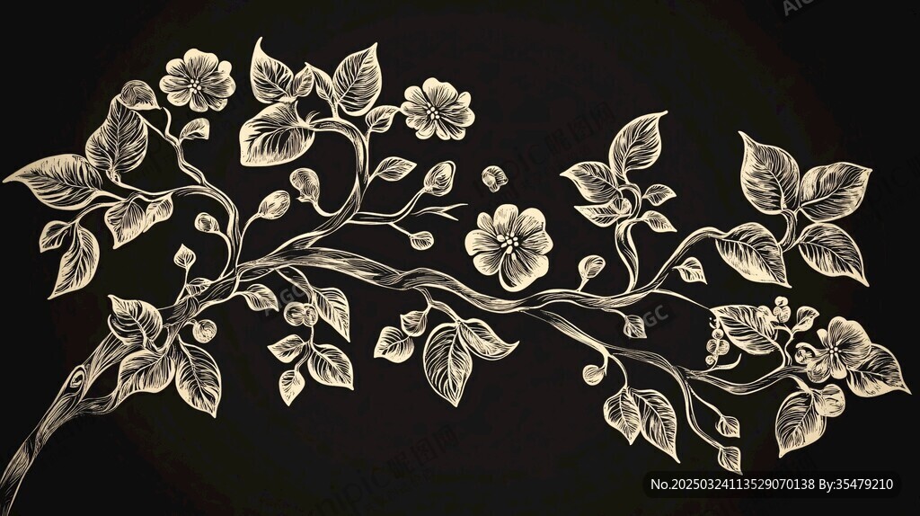 黑白花卉圖案