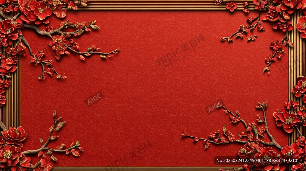 紅梅金邊 富貴吉祥