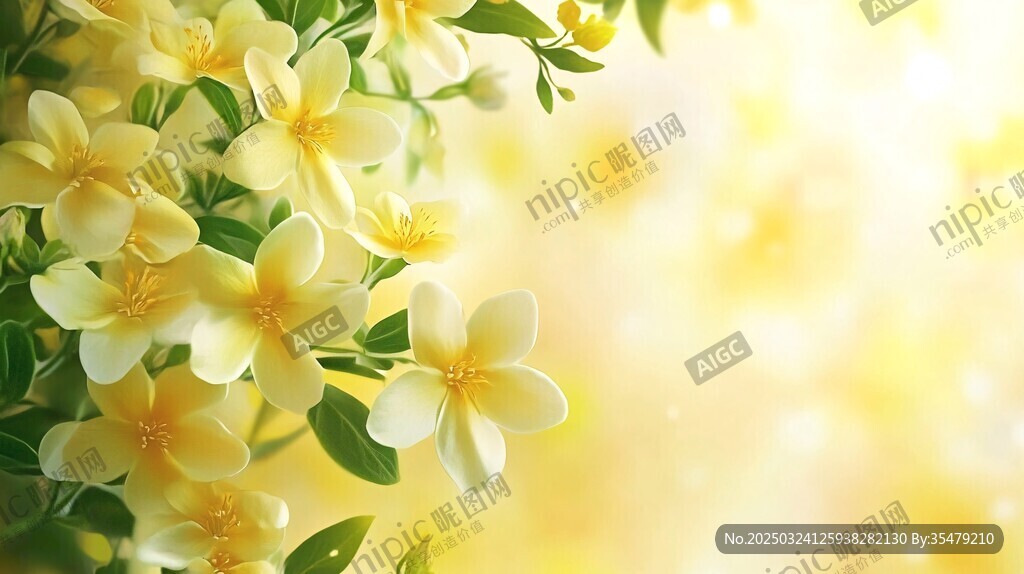 黃白花朵綻放的清新景致