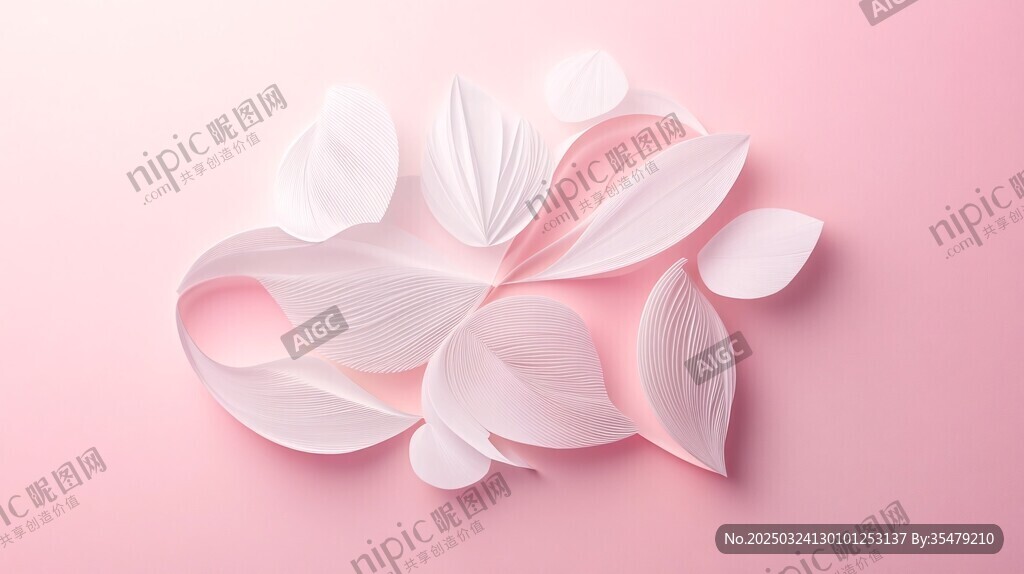 粉色背景上的輕盈白色花瓣