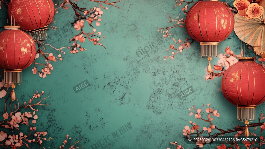 中式古風紅燈籠背景圖