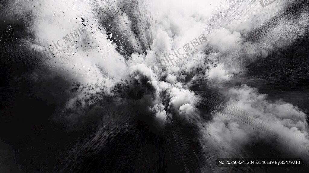 黑白云霧爆炸特效畫面