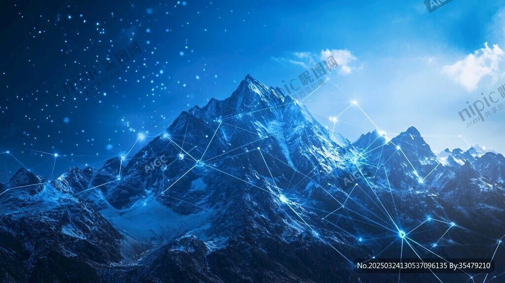 夢幻科技感的壯麗雪山景觀