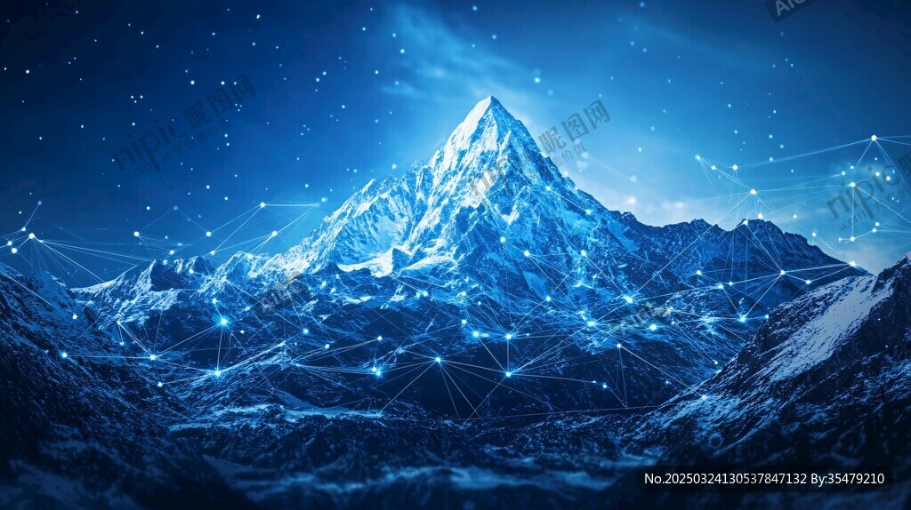 夢幻科技感雪山星空圖景