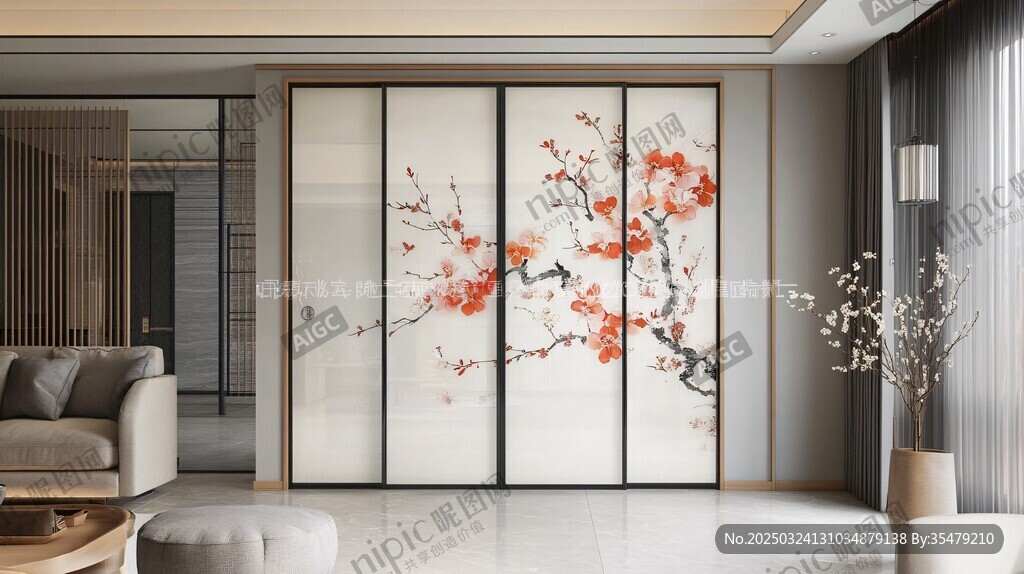 中式花鳥移門 雅致客廳風(fēng)