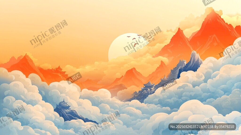 云海山巒間的壯麗日出
