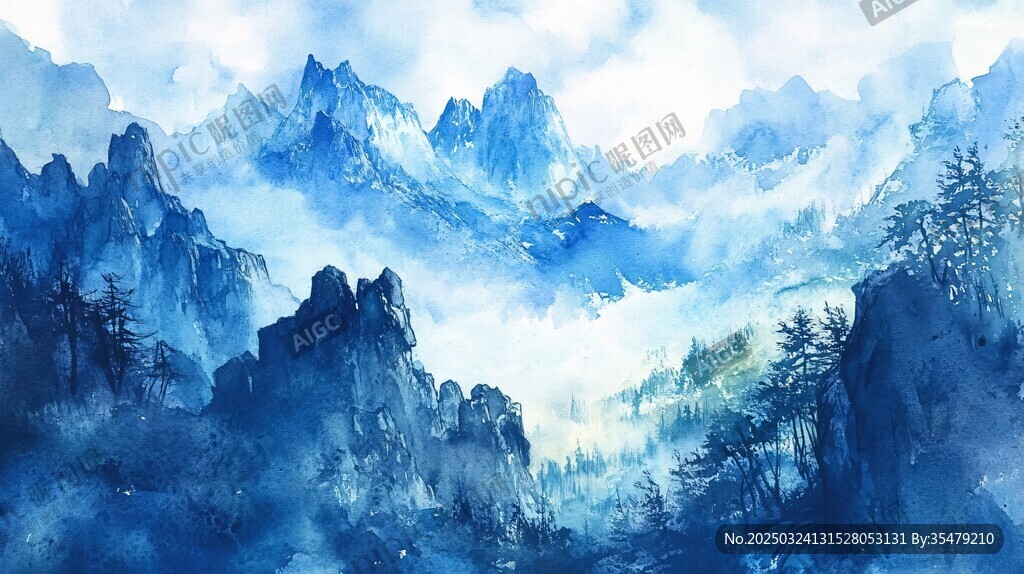 水墨山水間 云霧繞奇峰