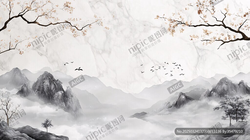 水墨山水間的詩意春景