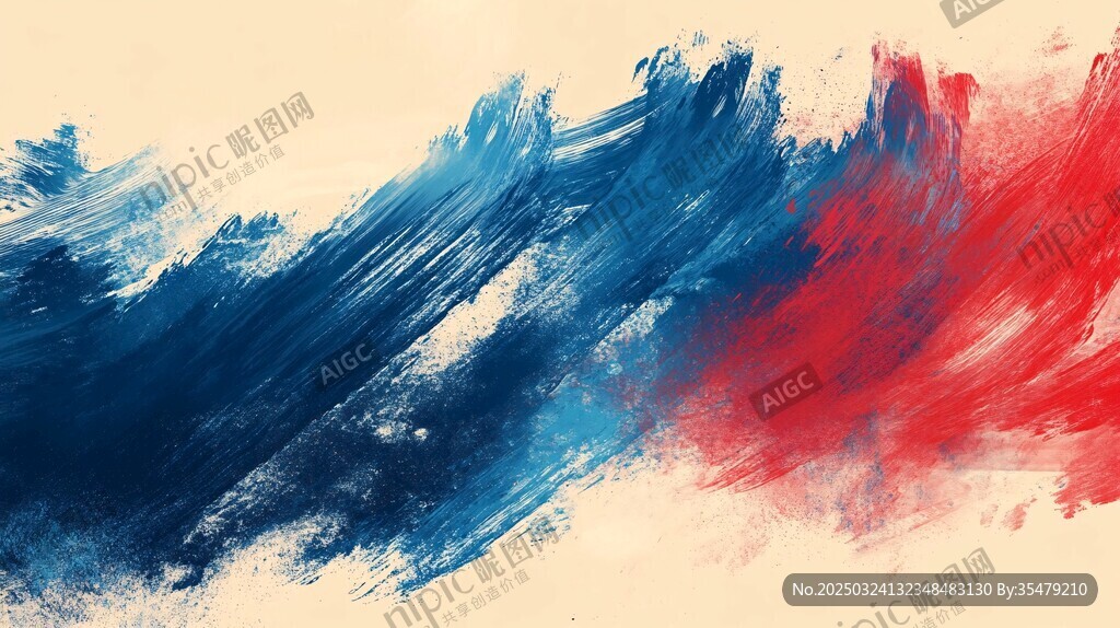 紅藍(lán)筆觸抽象藝術(shù)背景