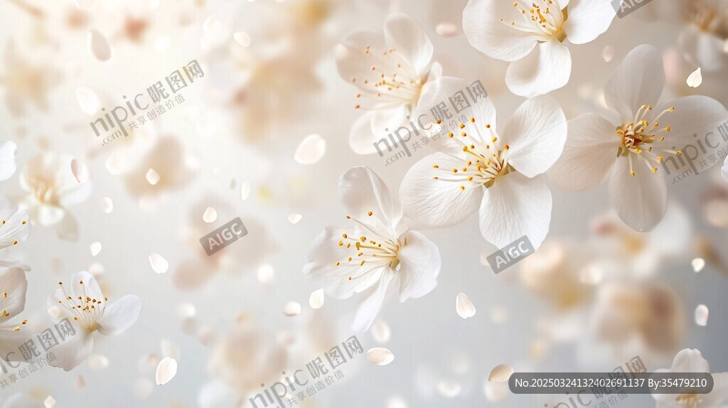 浪漫唯美白花夢幻背景圖