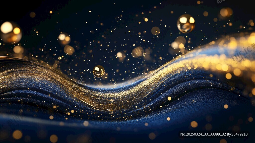 夢幻金藍粒子流動背景