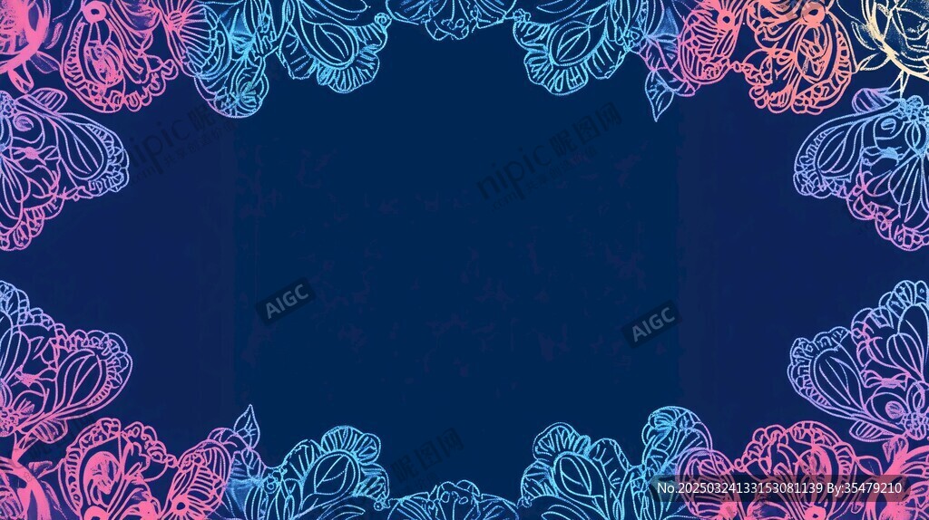 夢(mèng)幻花卉邊框背景圖案