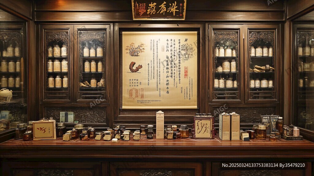 中式傳統(tǒng)中藥鋪古雅場景