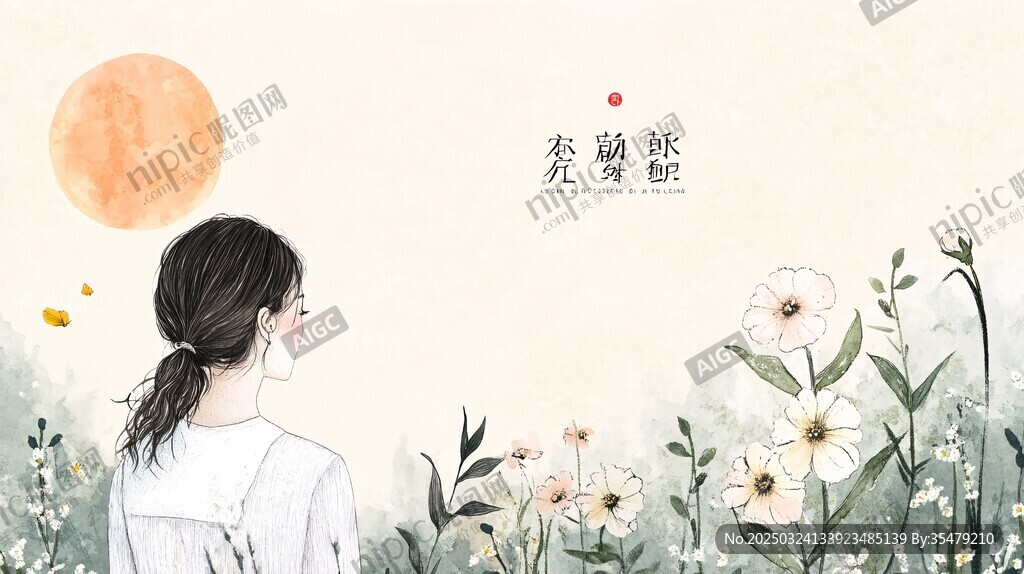 少女賞景于爛漫春日