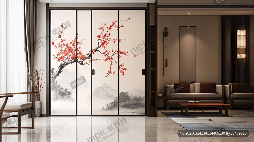 中式客廳的雅致移門設(shè)計(jì)
