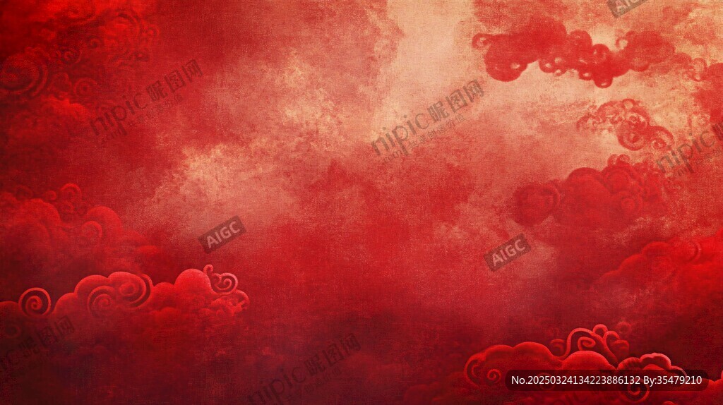 紅色祥云中式喜慶背景圖