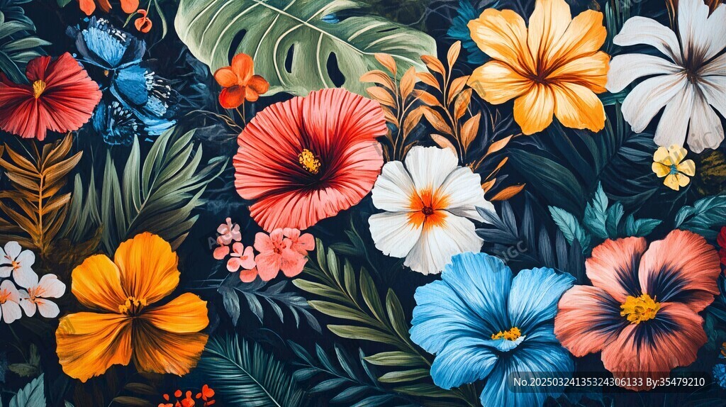 熱帶花卉絢麗圖案