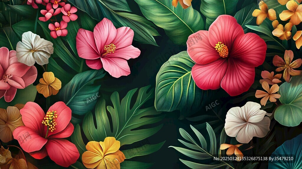 缤纷花卉与绿叶的梦幻组合 缤纷花卉与绿叶的梦幻组合