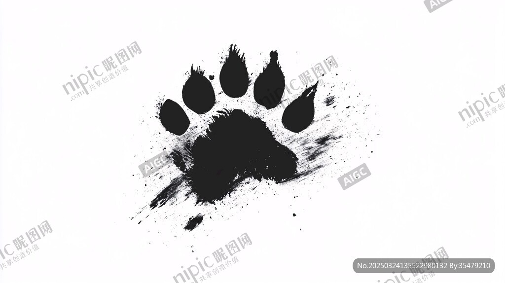黑色動物爪印墨漬圖案