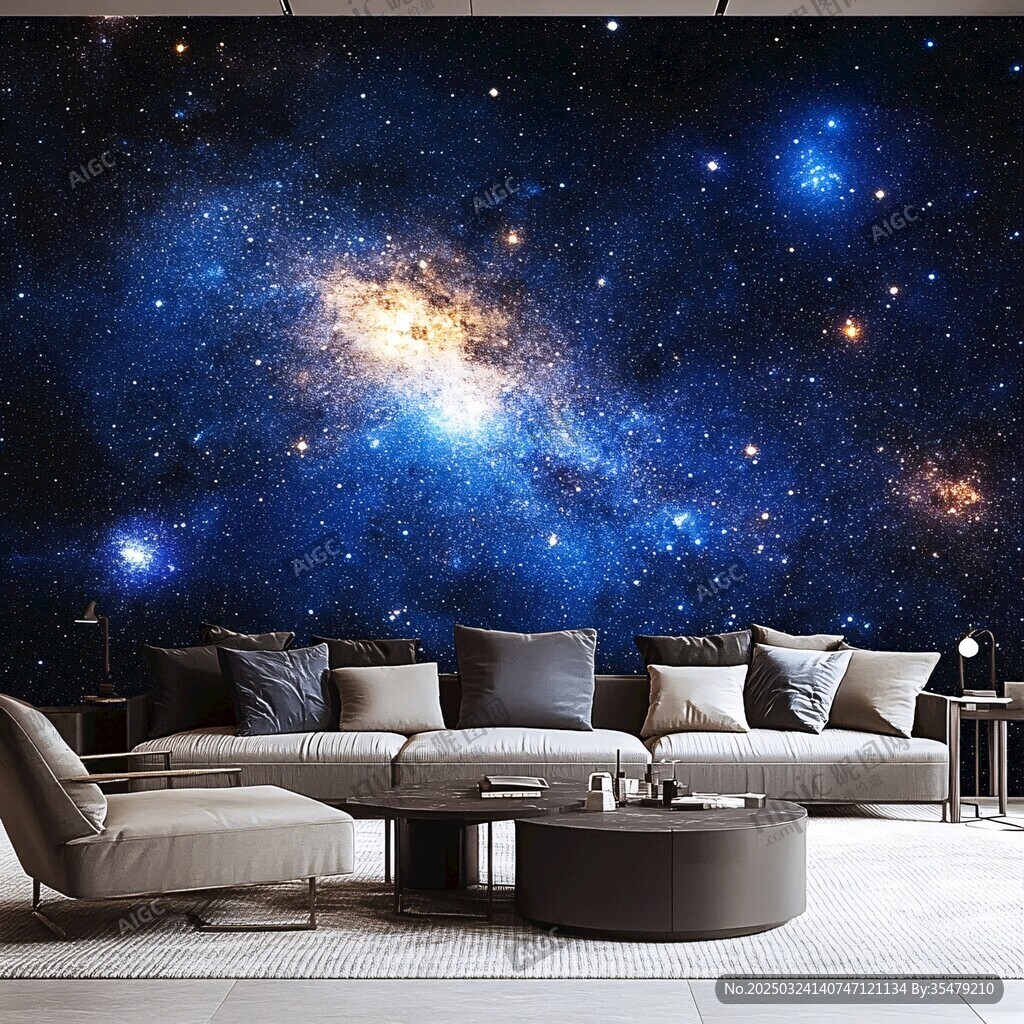 夢幻星空客廳墻面裝飾圖