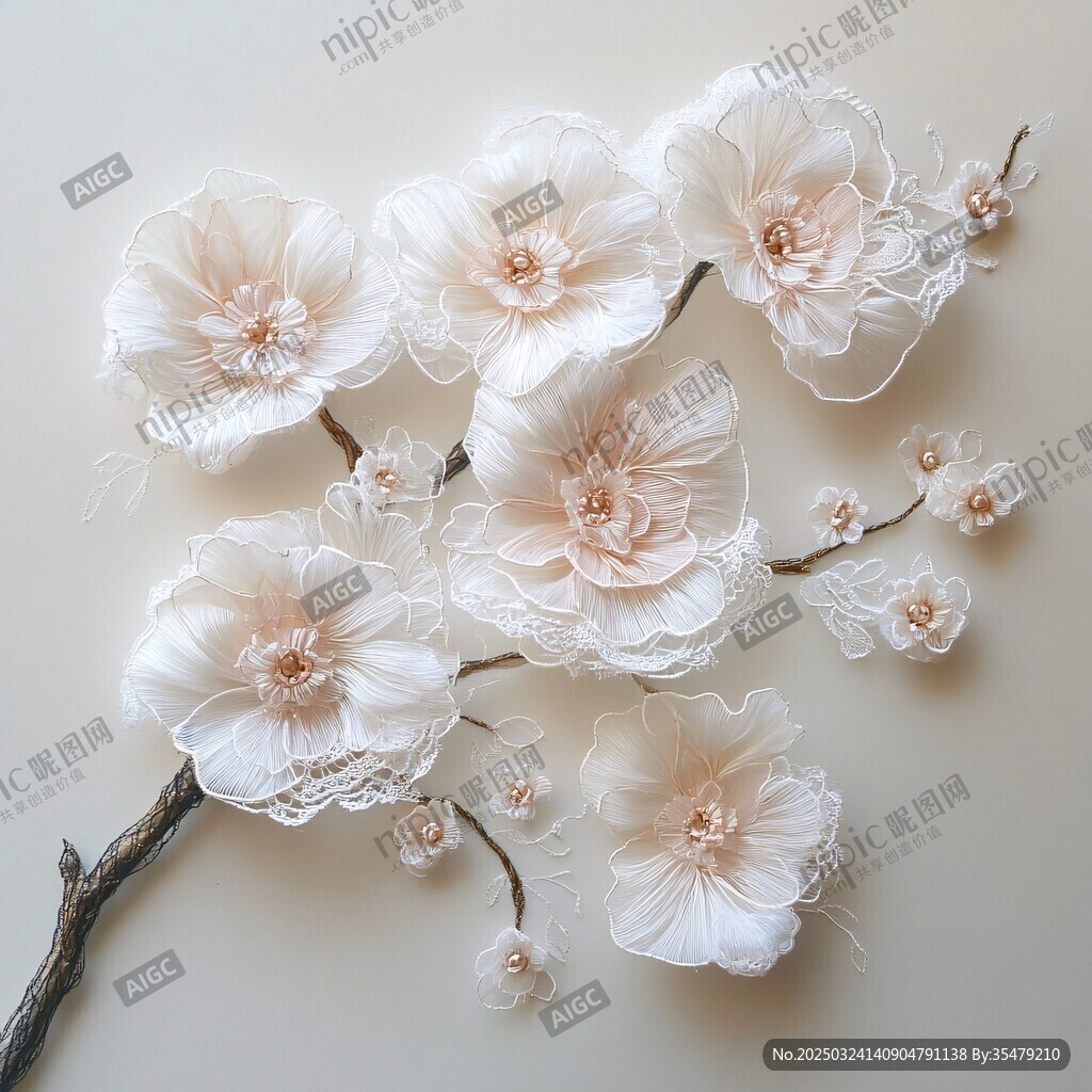 白色蕾絲花朵手工裝飾擺件