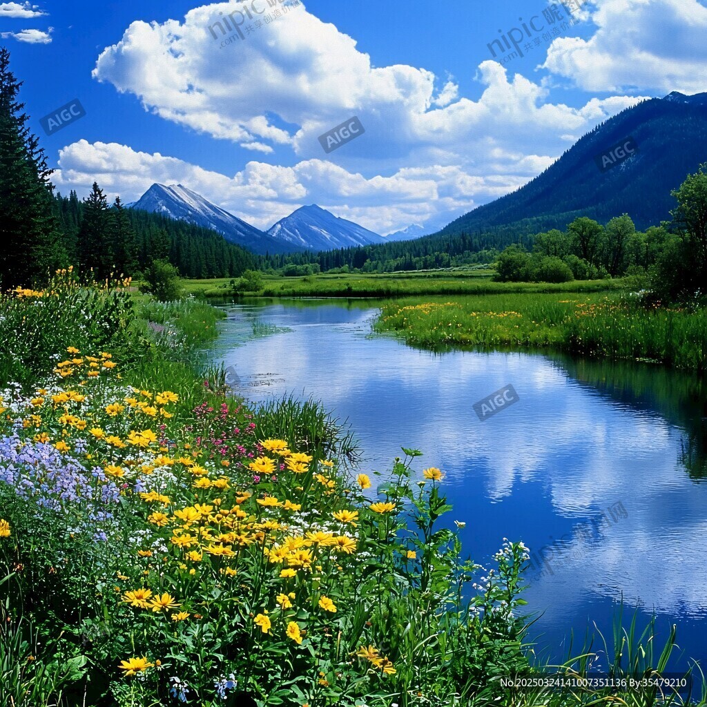 山間河畔的絢爛自然美景