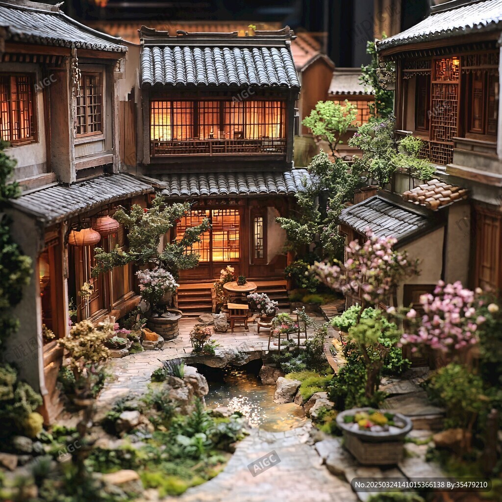 中式庭院微縮景觀模型