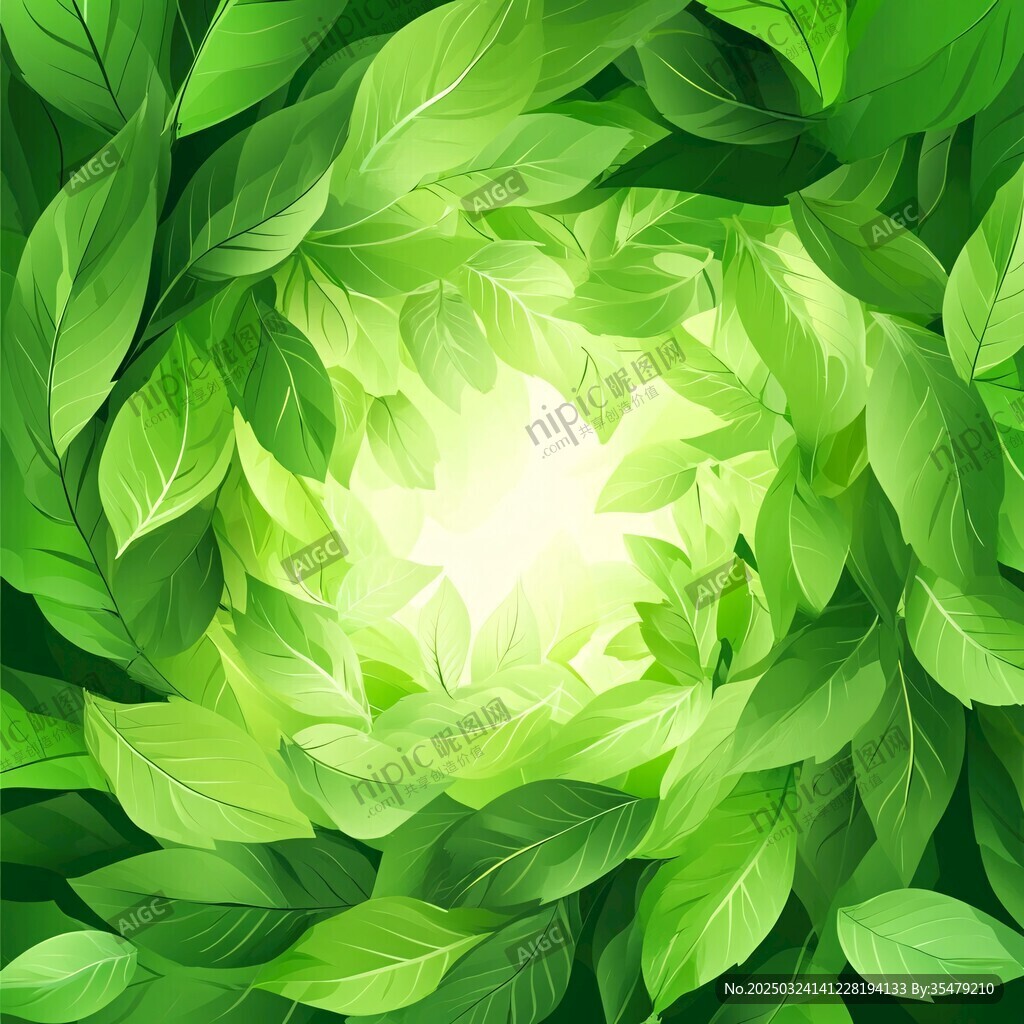 綠意盎然的葉間陽光景象