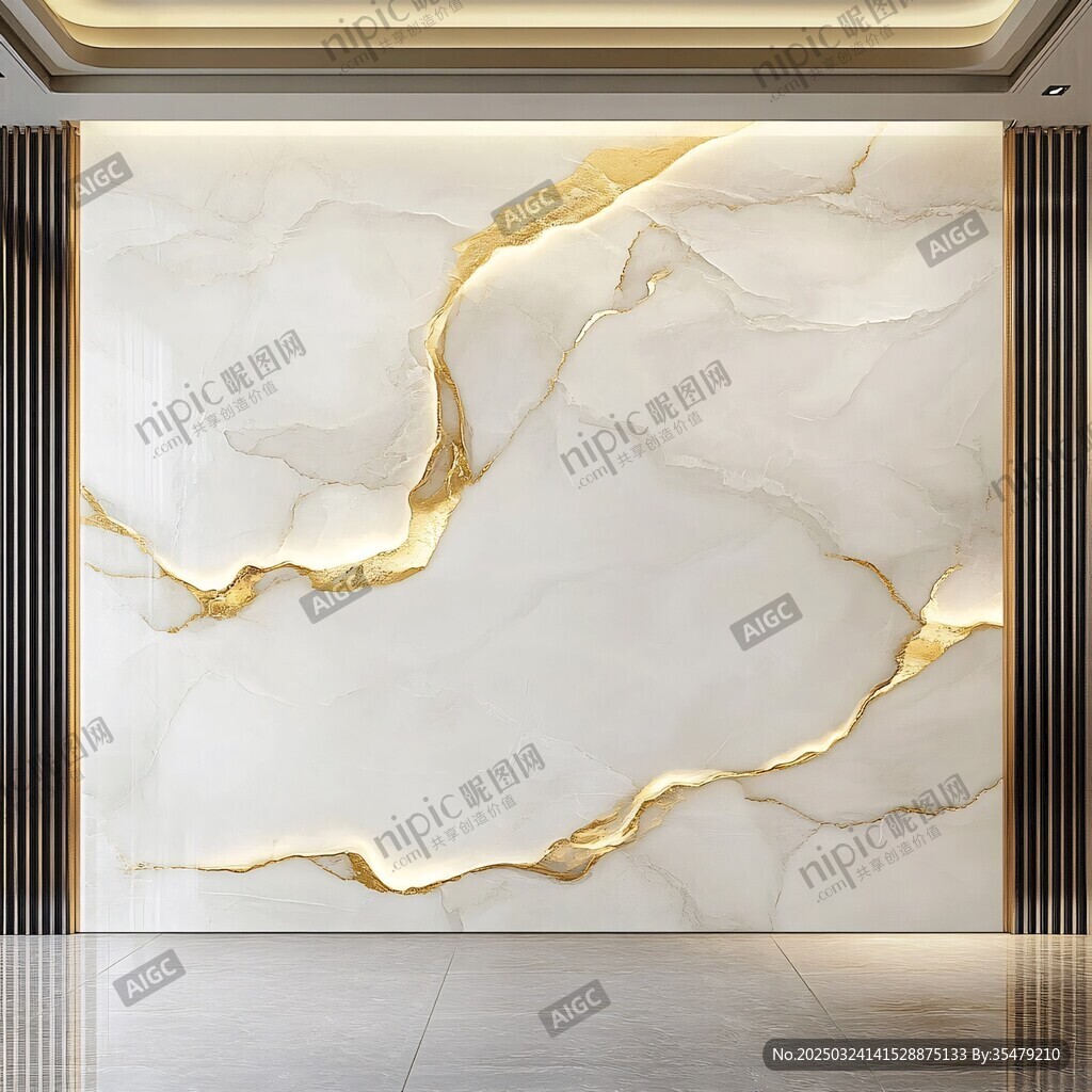 奢華金紋大理石電視背景墻